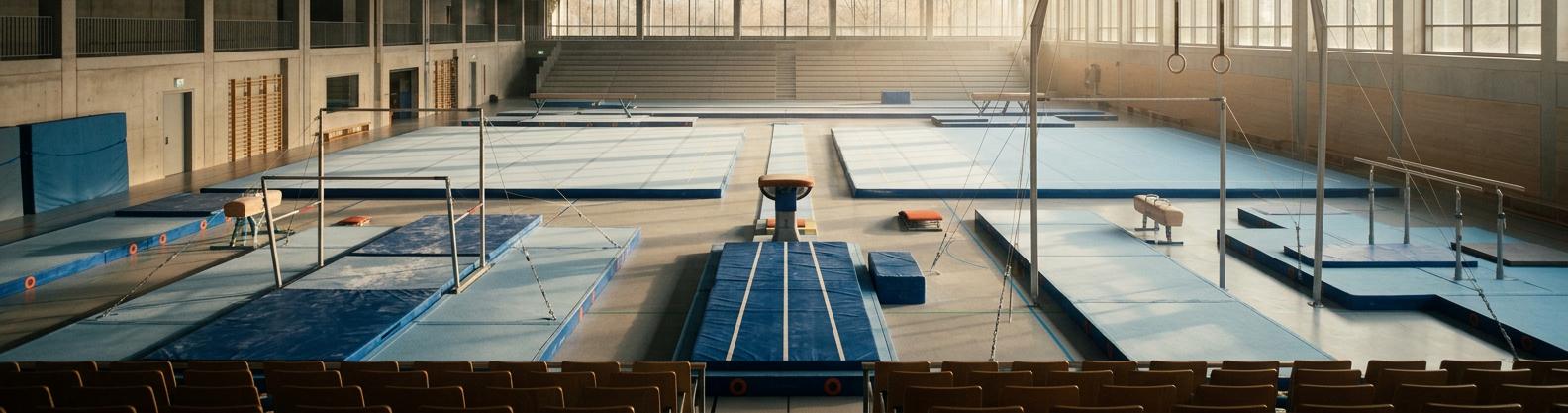 Leere Turnhalle im Morgenlicht